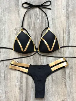 2019 Set bikini da donna con stampa in oro Costume da bagno donna imbottito sexy Costume da bagno bikini push up Costumi da bagno estivi Costume da bagno brasiliano