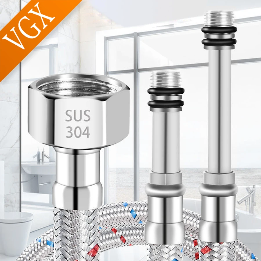 VGX G1/2 G3/8 G9/16 304 Stainless Steel Flexible Plumbing Pipes Cold Hot Mixer Faucet Water Supply Pipe Hoses Bathroom Kitchen