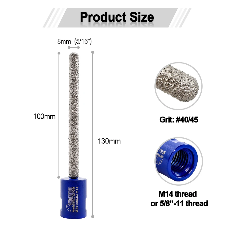 Imagem -05 - Shdiatool Peças Dia8x100 mm Diamante Dedo Bits Ampliar Buraco Raking Argamassa Moagem Borda M14 ou 11 Argamassa Remoção Tijolo Pedra