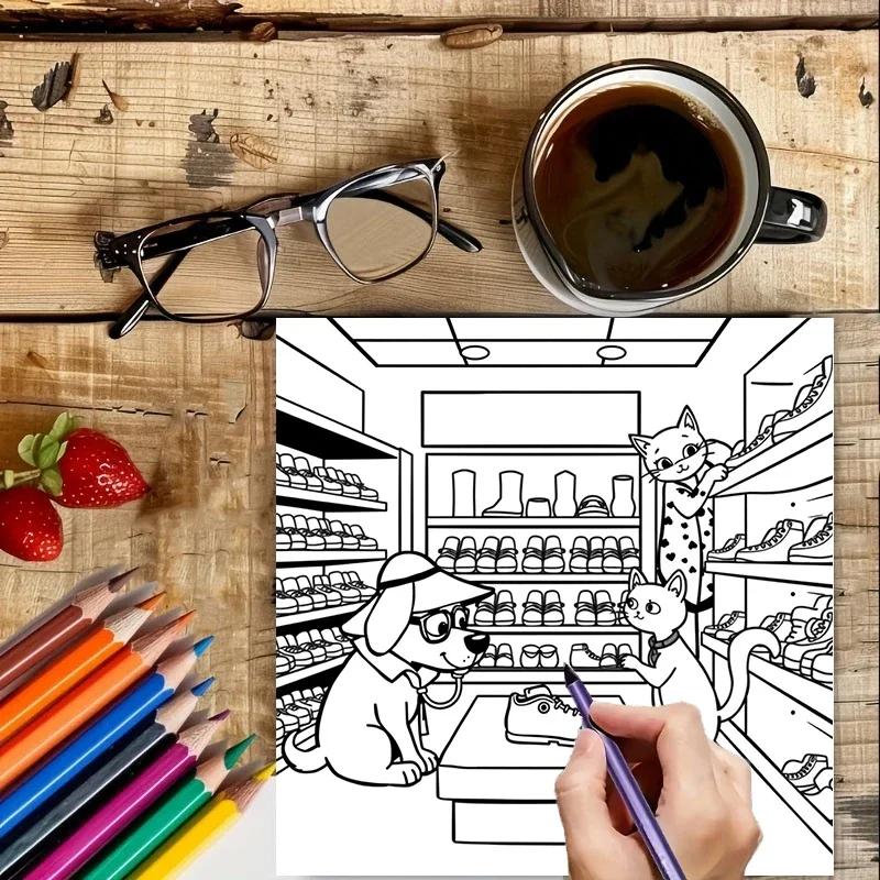 كتاب تلوين محقق الحيوانات للبالغين |   كتاب تلوين مكون من 28 صفحة، مستلزمات الرسم لعيد الميلاد وعيد الشكر