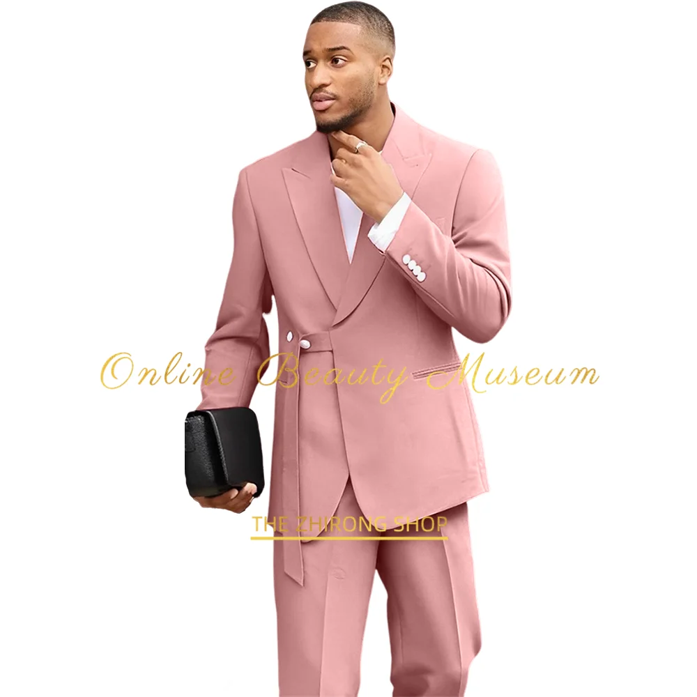 Men's high-end suit 2-piece set blazer pants in beige for wedding prom cocktail birthday Xmas party unique design custom tuxedo