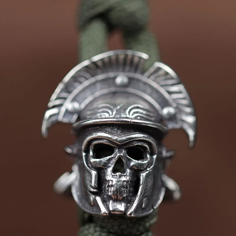 Fan Shape Helmet Skull Head Knife Beads DIY Paracord Lanyard Pendant Retro Punk Metal Brass Samurai EDC Outdoor Tool Accessories