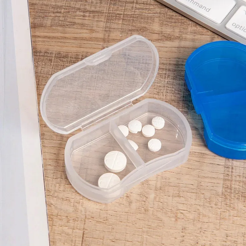 Pill Box Mini Pill Case 2 Grids Tablet Pill Organizer Case Dispenser Travel Tablet Holder Container Medicine Drug Storage Box