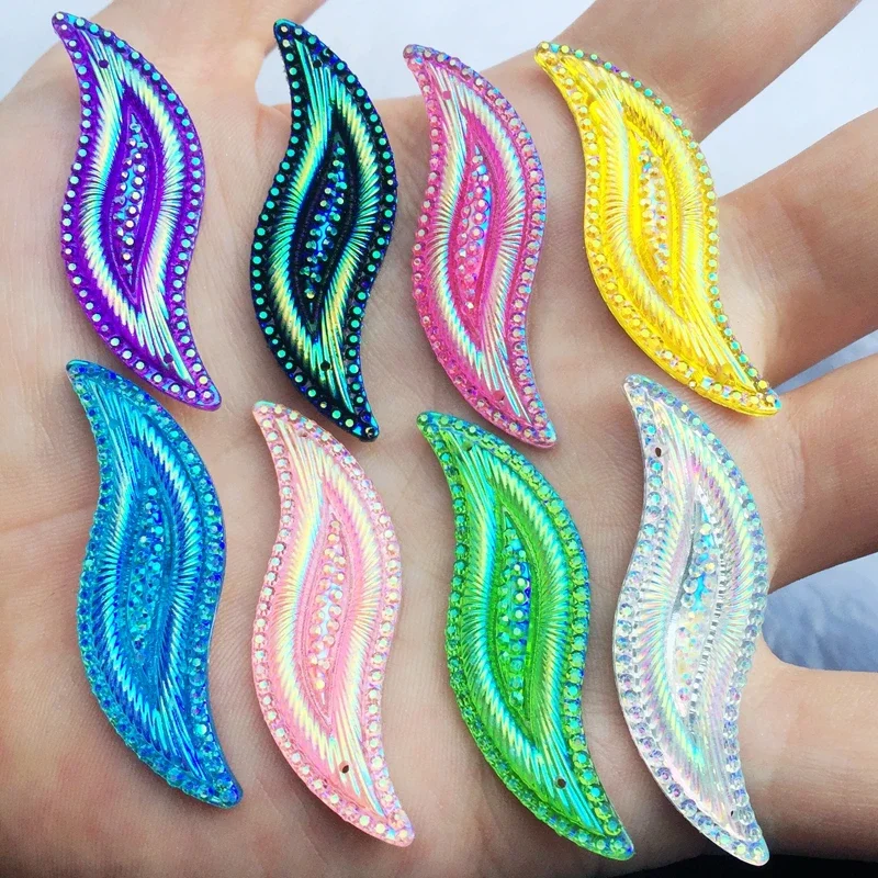 10pcs 14*47mm S Shape Resin Rhinestones Crystal Flatback Stone For Clothes Dress Crafts Garment decoration -E08