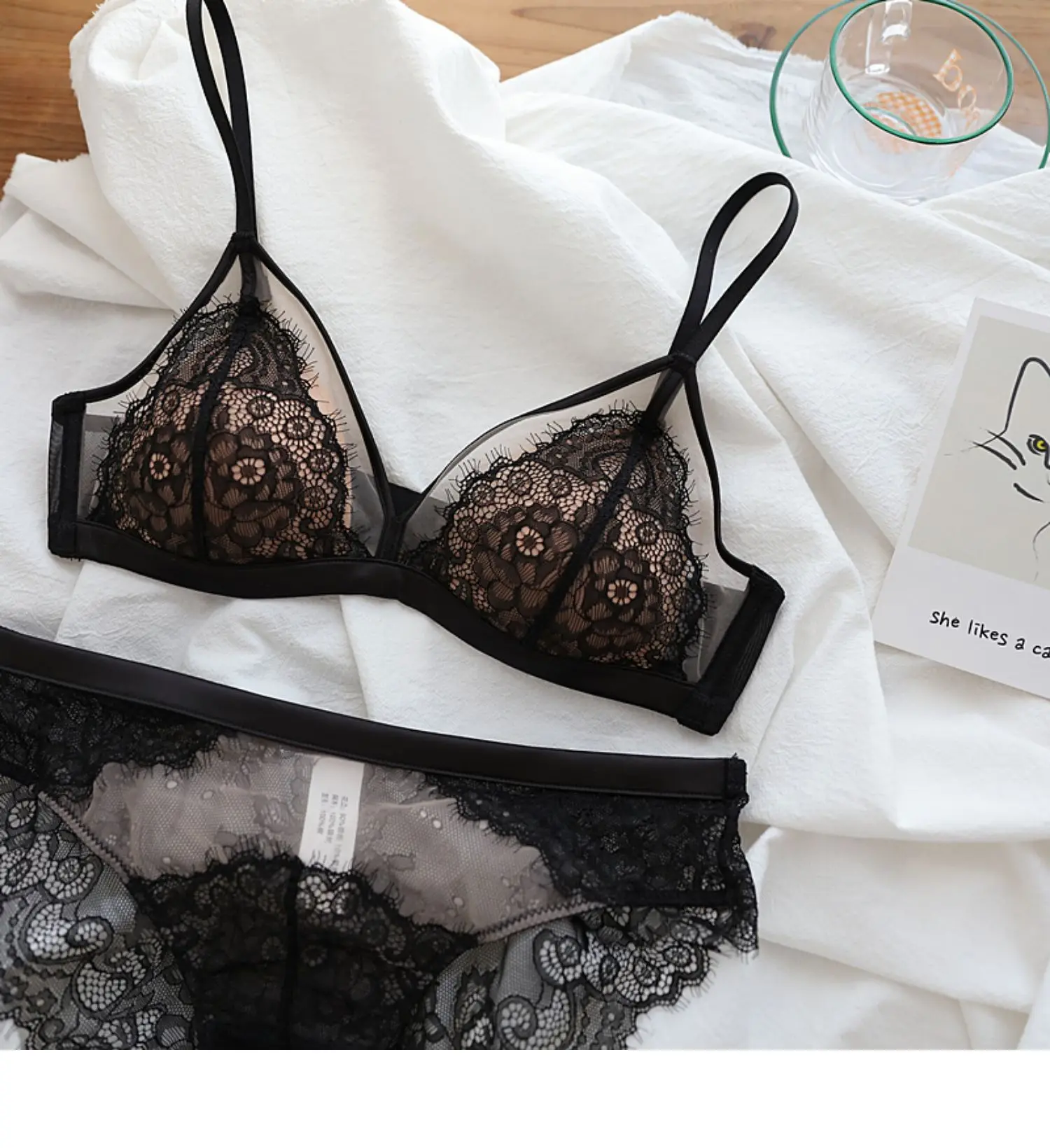 الدانتيل الفرنسي رقيقة كأس الثلاثي الملابس الداخلية المؤنث زودياك العام الأحمر الساتان تقليم لا سلك الصدرية مجموعة #2