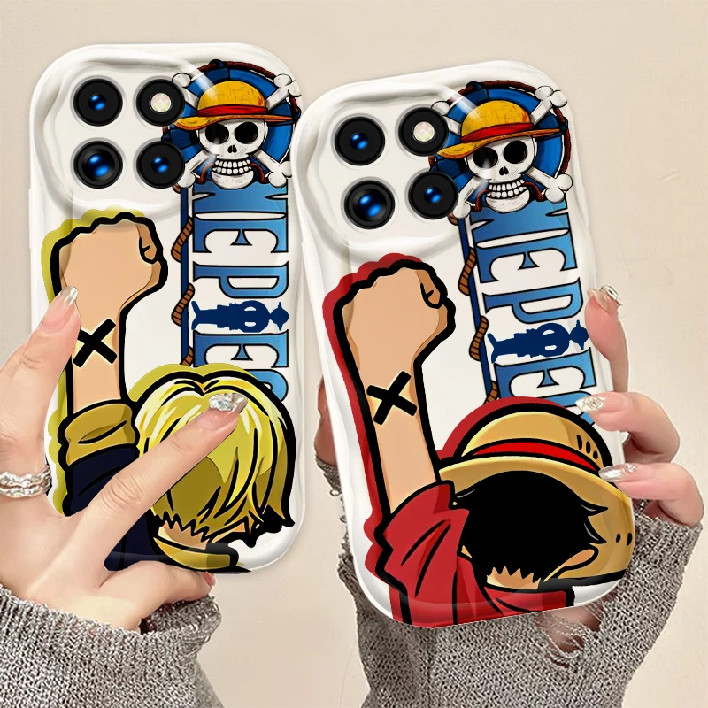 O-one Pieces Cartoon For Xiaomi Mi 14 12 12T 11 Lite Poco M6 X6 X5 X4 X3 M3 F4 Pro GT NFC 5G Wave Oil Back Phone Case