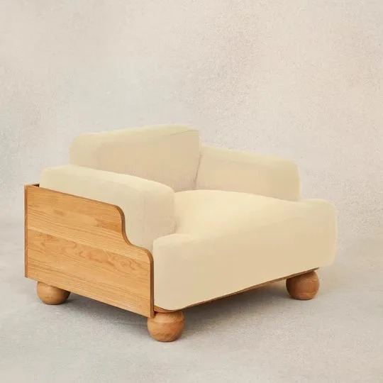 Nordic simple sofa chair living room small apartment model room reception solid wood modern retro sofa