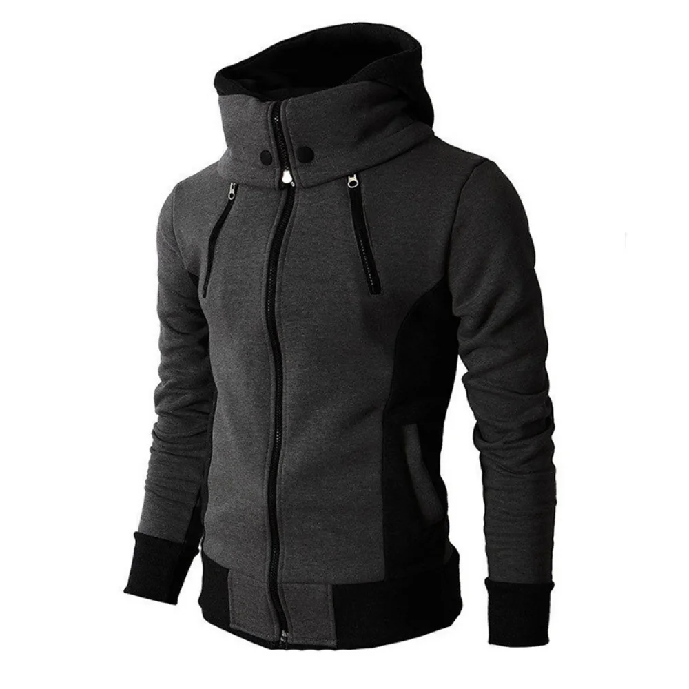 Kurtki męskie z zamkiem błyskawicznym Jesień Zima Casual Fleece Coats Bomber Jacket Scarf Collar Fashion Hooded Male Outwear Slim Fit Hoody