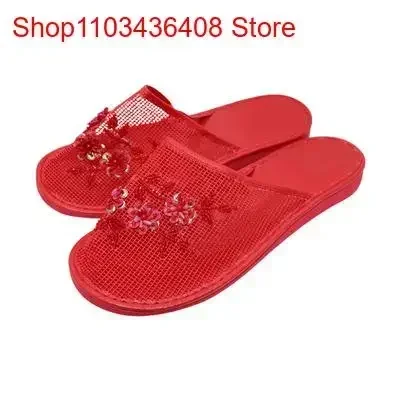 Womens Ladies Fashion Stylish Mesh Floral Slippers Slides Slip On Flats Flip Flop Loafers Mules Fresh Breathable Home