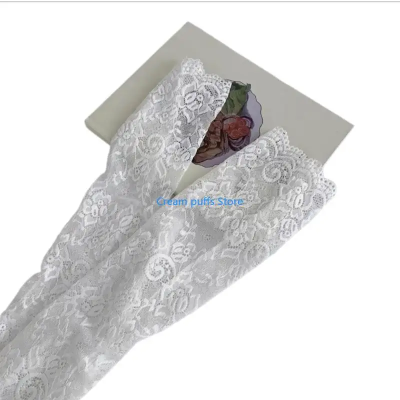 50LE Wedding Elastic Arm Sleeve with Floral Pattern Bridal Removable Long Arm Cover Elegant Wedding Sunproof Arm Supply