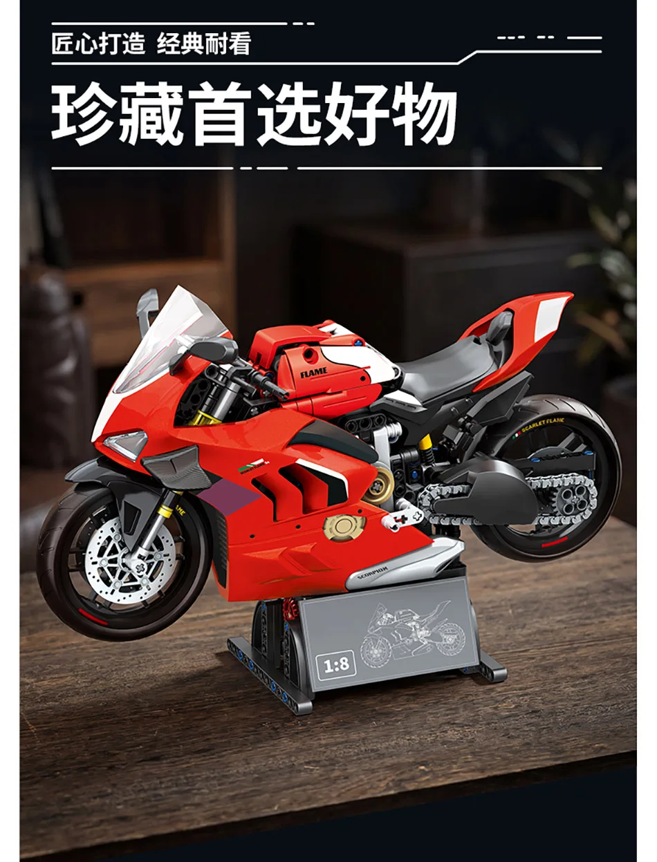 Technische Simulation 1000 RR V4R Rennmotorrad Bausteine Modell Stadt Hightech-Motorrad Spielzeug für Jungen Geschenke – Detail 22