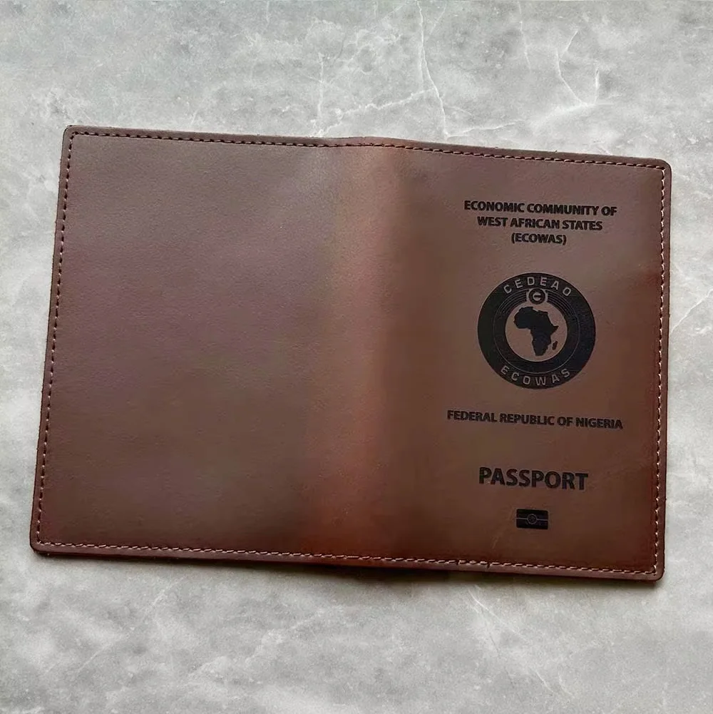 Handmade Leather Nigeria Passport Cover Genuine Leather Federal Republic of Nigeria Passport Passport Holder