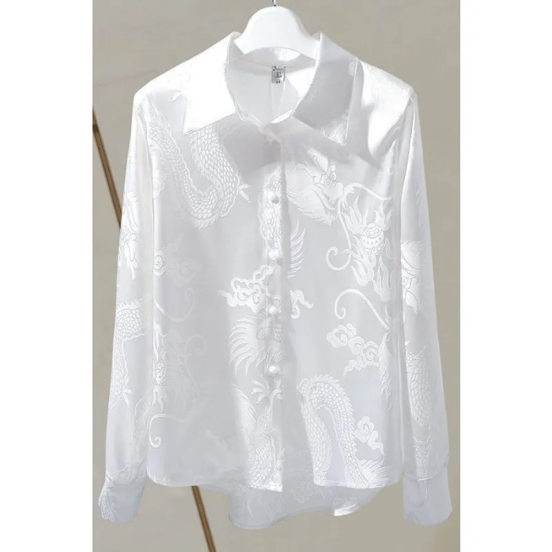 

French Satin Shirt Women's Spring and Autumn Fashion Long-sleeved Tops