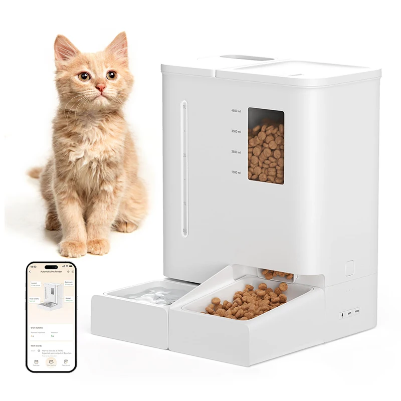 Factory Top-Quality Cat Automatic Feeder 2 in 1 Pet Food and Water Fountain Wifi APP Control Timed Smart Pet Feeder with Camera