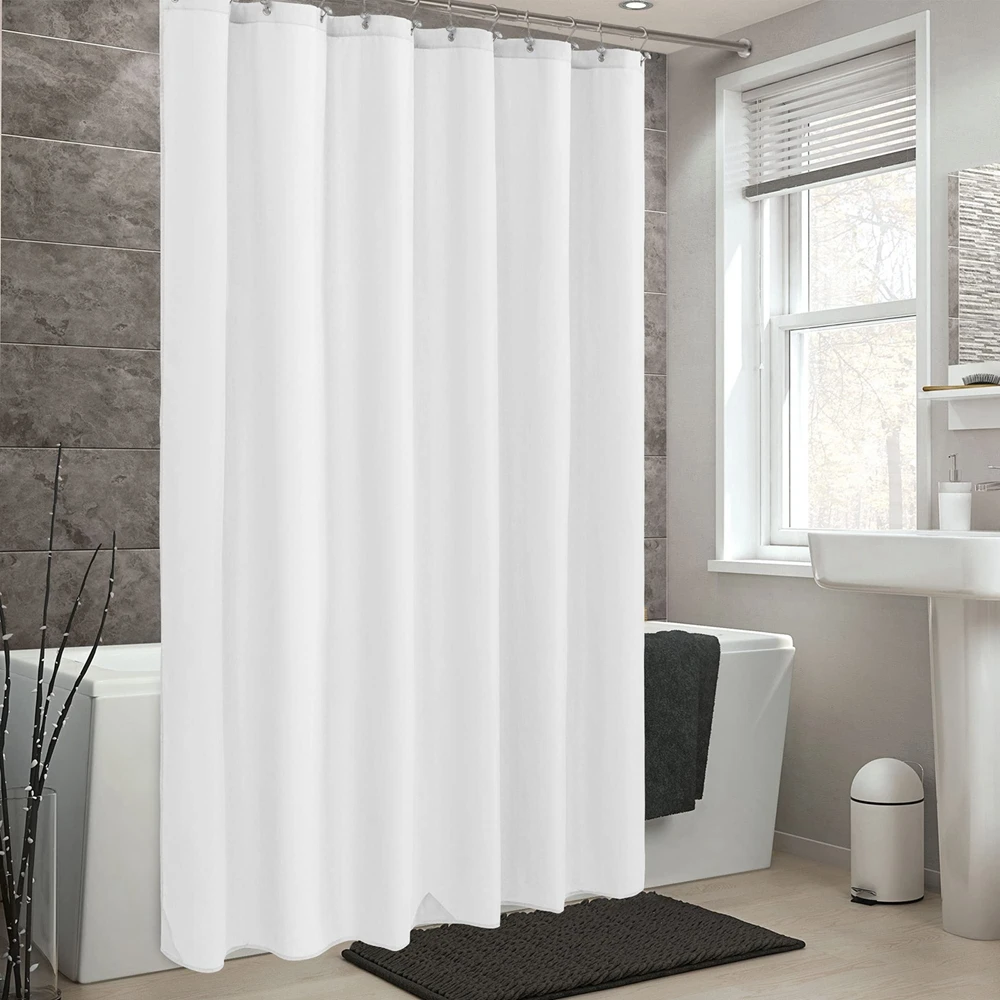 Waterproof Bathroom Shower Curtain with Hooks, Monochromatic, PEVA Bath Curtains, Home Decor