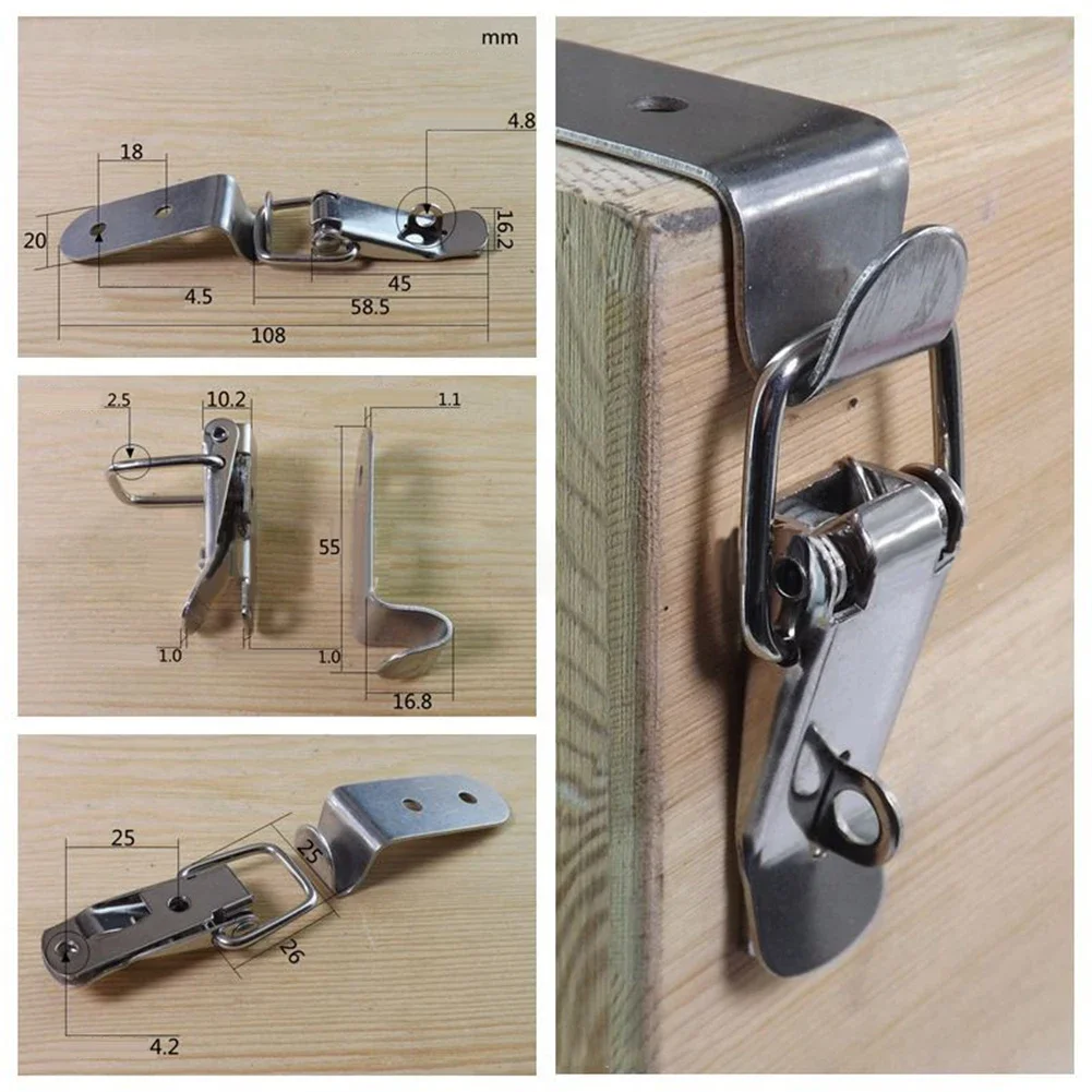 Toggle Latch Spring Stainless Steel 4pcs 90° Business Draw For Home Latch Clamp Office Set Silver High Quality