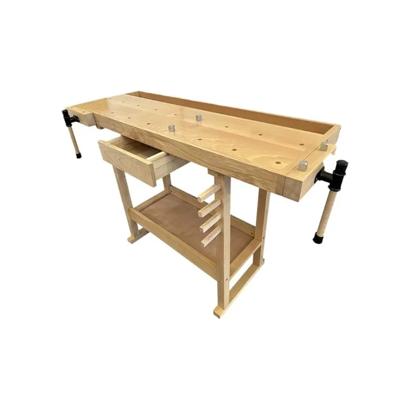 Multifunctional Woodworking Workbench Console Beech Wood Workbench Diy Manual Carpentry Solid Wood Table with Clamp 139*49cm