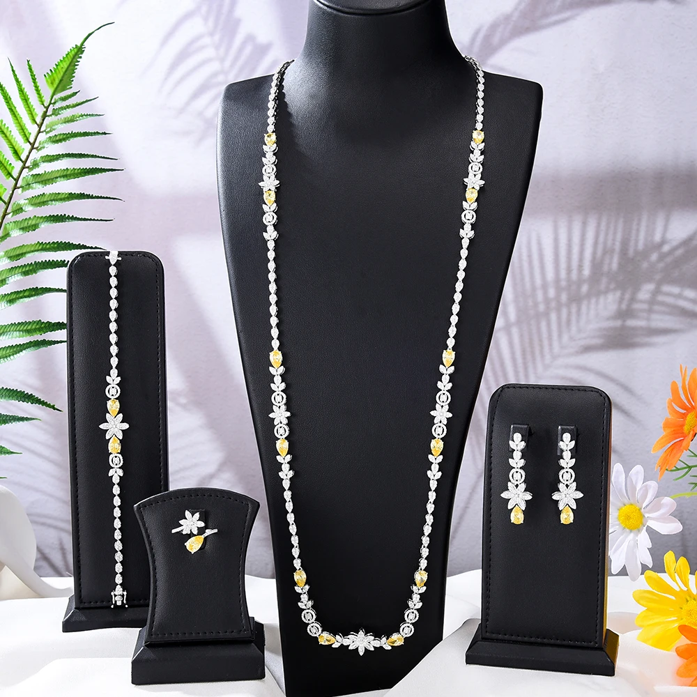 Missvikki NEW Long Sexy Breast Necklace Earrings Jewelry Sets for Bridal Wedding Luxury Super Sweet CZ Fashion Accessories Gift