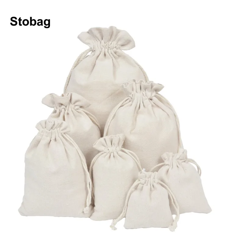 

StoBag 50/20pcs Wholesale Cotton Drawstring Bags Small Gift Jewelry Candy Packaging Storage Fabric Bundle Pocket Reusable Pouch