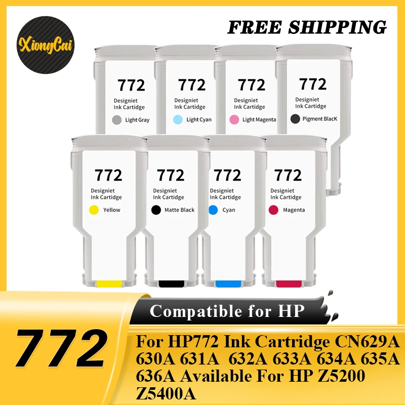 

8 цветов, совместимых с картриджем HP772 CN629A 630A 631A 632A 633A 634A 635A 636A, доступен для HP Z5200 Z5400A