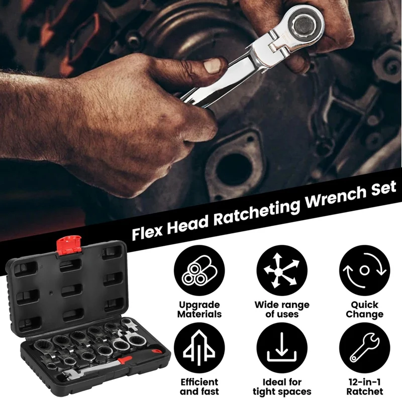 abvg-flex-head-ratcheting-wrench-set-8-19mm-metric-ratchet-wrench-tool-with-12-interchangeable-heads-storage-case