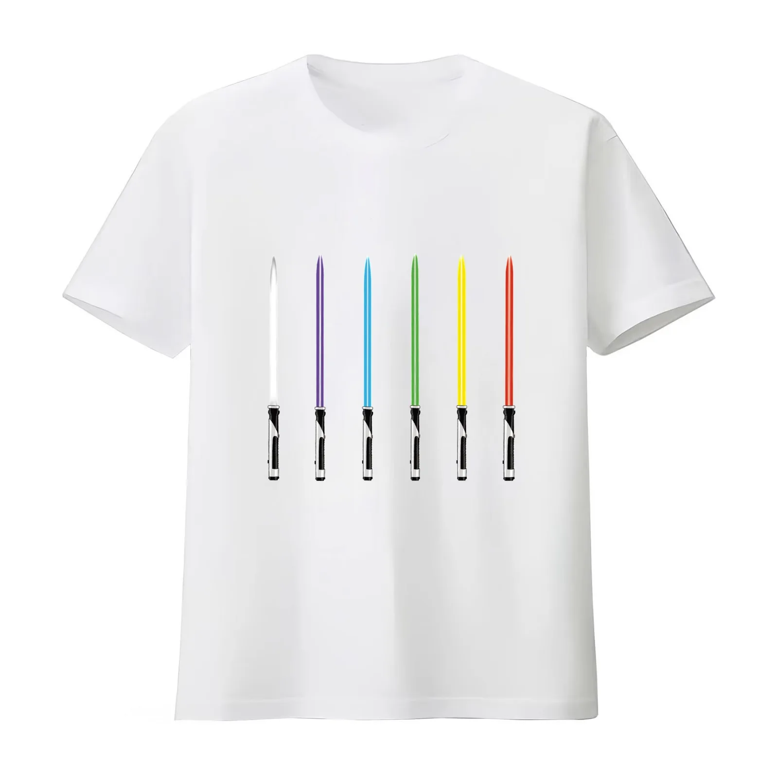 lightsabers T-Shirt Summer Casual Cotton Tee Oversized Streetwear Tops Vintage Graphic Print Loose Fit Short Sleeve