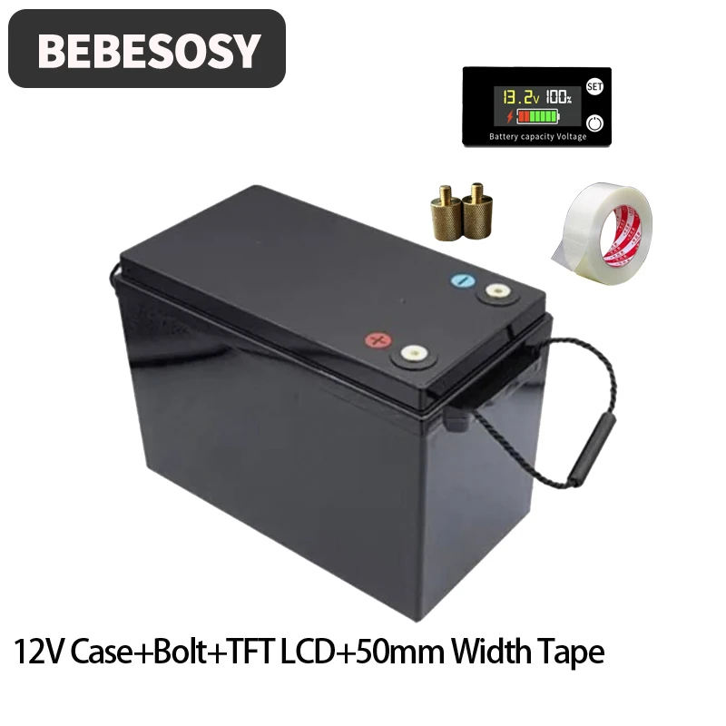 Case 12V 280AH DIY Batterij Case Draagbare Batterij Box 230AH 4S Optioneel 200A BMS 2A Actieve Balans TFT LCD Tape Bolt Voor RV