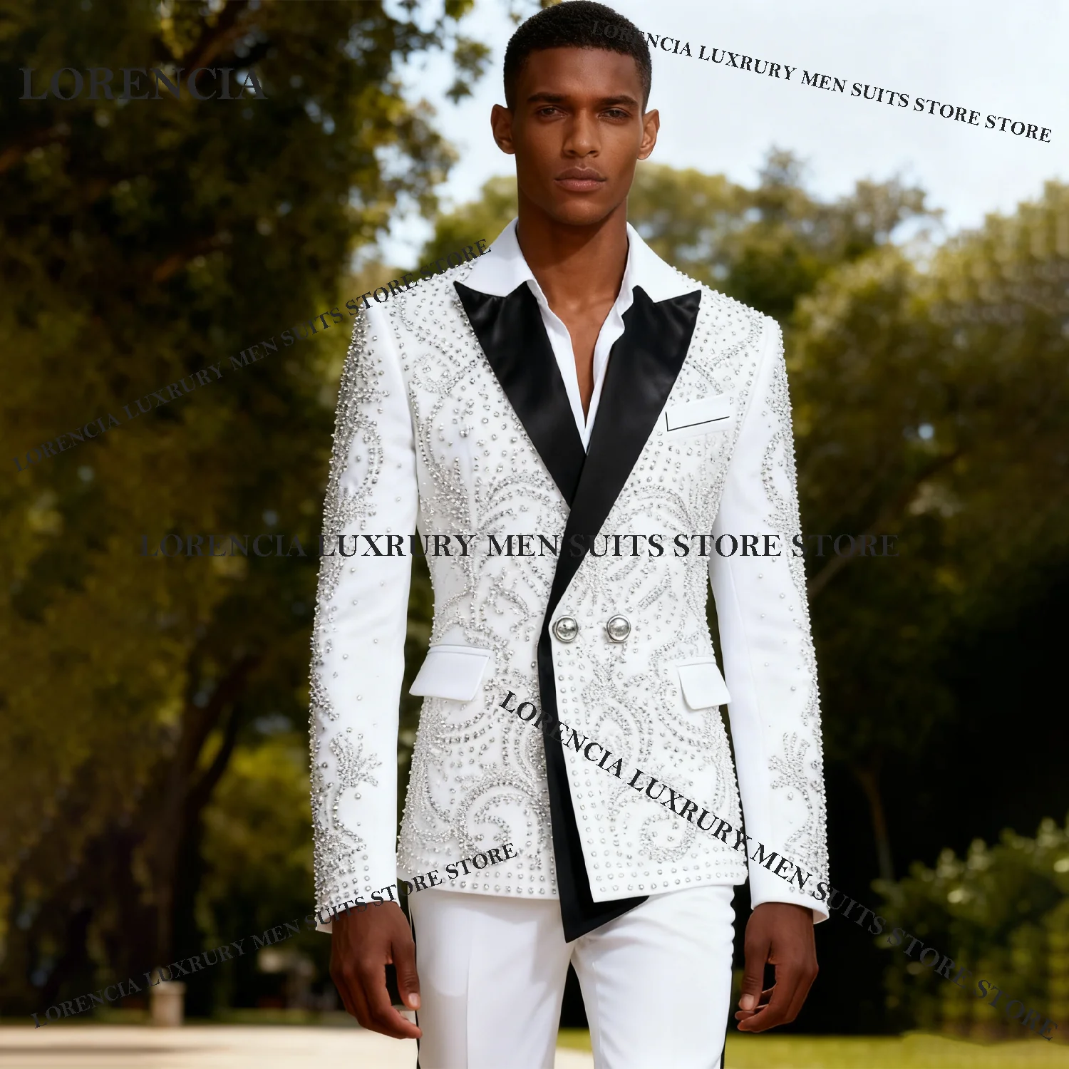 

Customized Handsome Men Diamond Design Suits Fashion Wedding Tuxedos Sparkle Slim Ropa hombre 3 Pieces Sets Groom Male Blazers