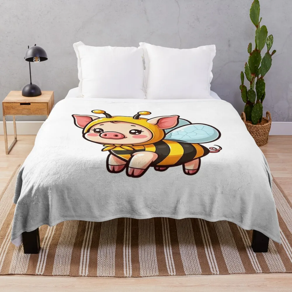 Mini Pig Pet Bee Throw Blanket For Decorative Sofa Nap Sofa Quilt Blankets