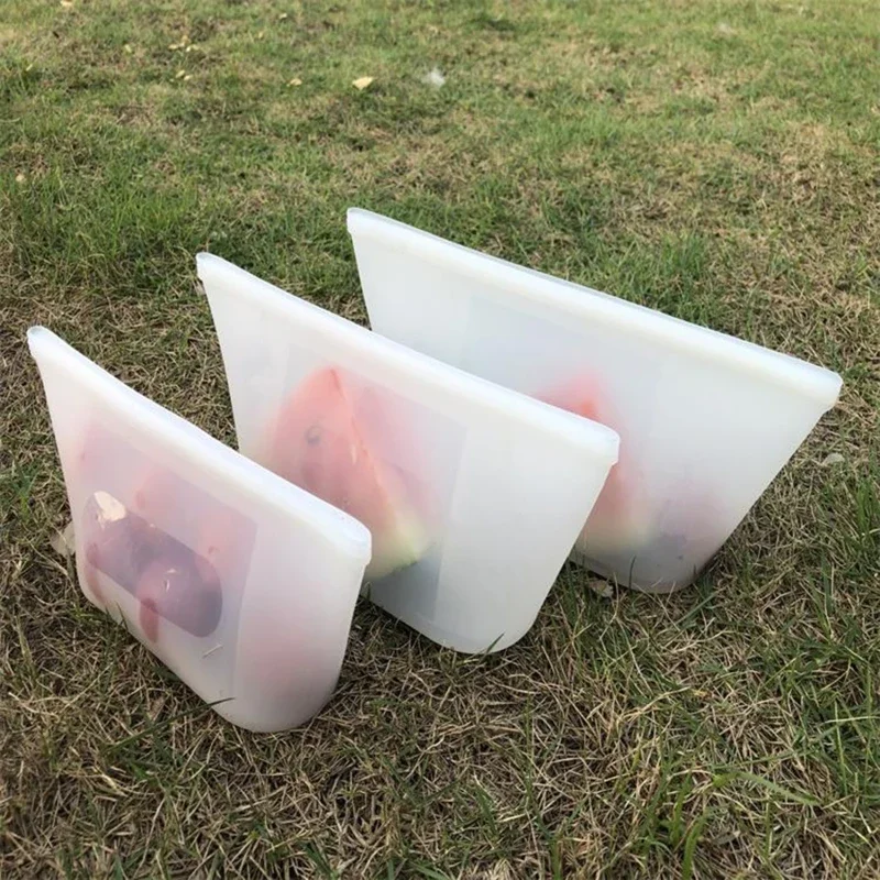 3PCS Silicone Food Storage Bag Reusable Stand Up Zip Bag Leakproof Containers Fresh Bag Food Storage Bag Fresh Wrap Ziplock Bag