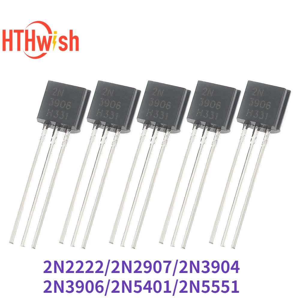 50 sztuk tranzystory triodowe PNP TO92 otwór przelotowy 2N2222 2N2907 2N3904 2N3906 2N5401 2N5551 komponenty elektroniczne