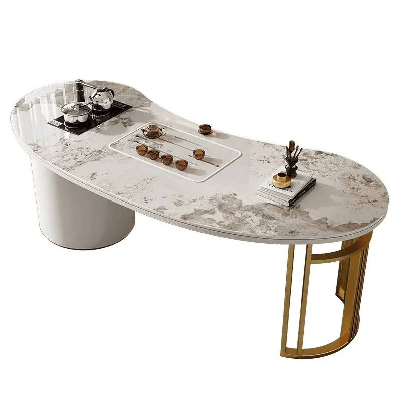 

Rock slab tea table, tea table and chair combination, modern simple small apartment, balcony, home office, a complete set