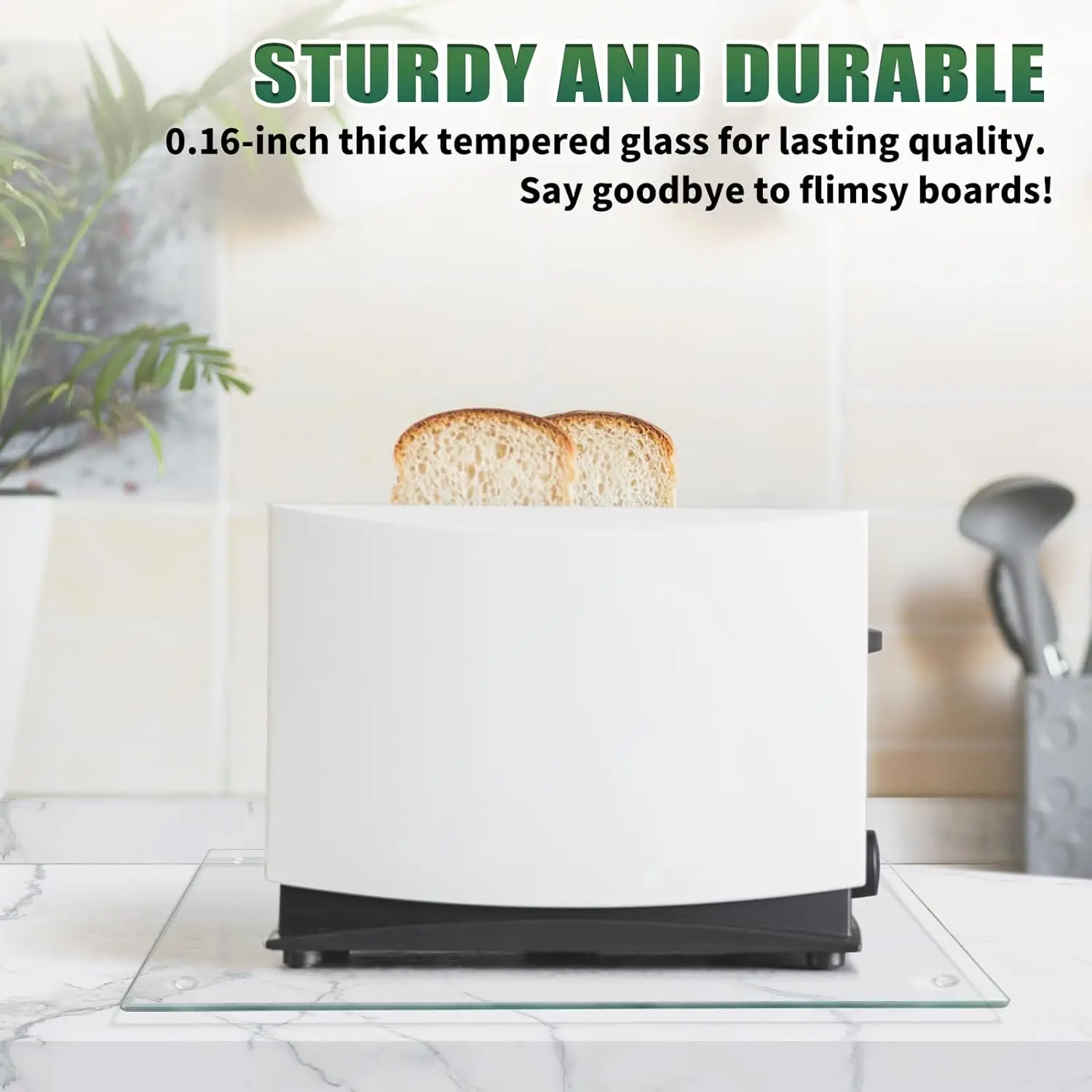 Tempered Glass Cutting Board: Non-Slip, Heat Resistant, Easy Clean, 12x16 Inch Kitchen Countertop Decor