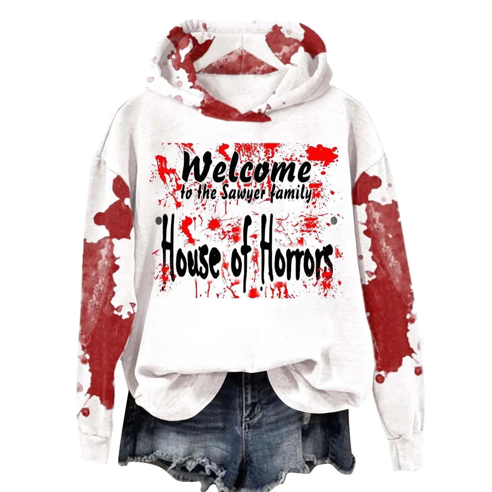 

Horror English Letter Long Sleeved Cross-Border Factory Supply Hot Selling 3d Halloween Themed Women's Hoodie WholesaleMC11