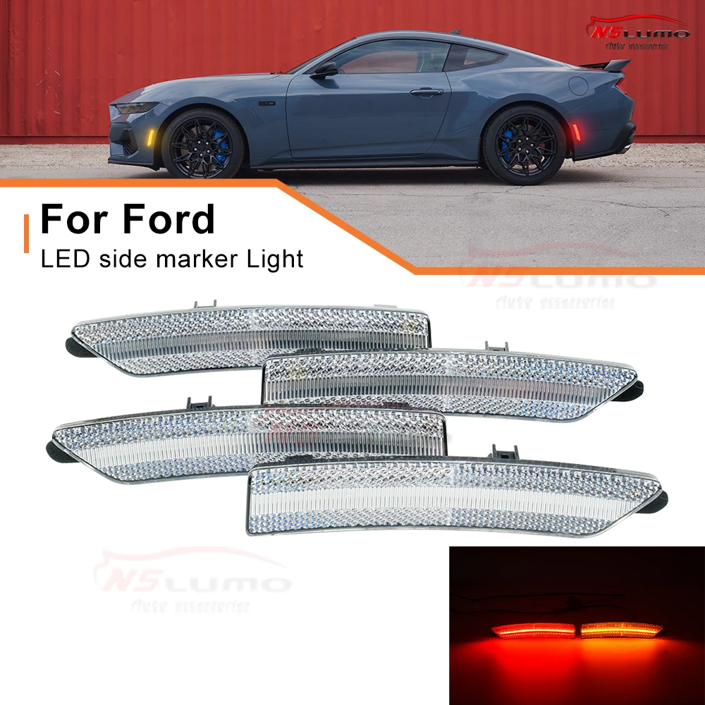 

4PCS For 2024 2025+ Ford Mustang S650 Fender Side Marker Light Turn Signal Lights Accessory kit only fit USA model