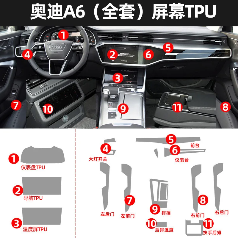 

Tpu Transparent Film for Audi A6 Car Interior Sticker Console Dashboard Screen Protection Film Car Interior Decor Accessories