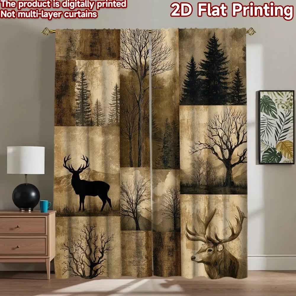 

1pc 2D flat Photography Backdrop Scene Backdrop Deer and Forest Scene 100% Polyester Party Decorations for Indoor celebrations