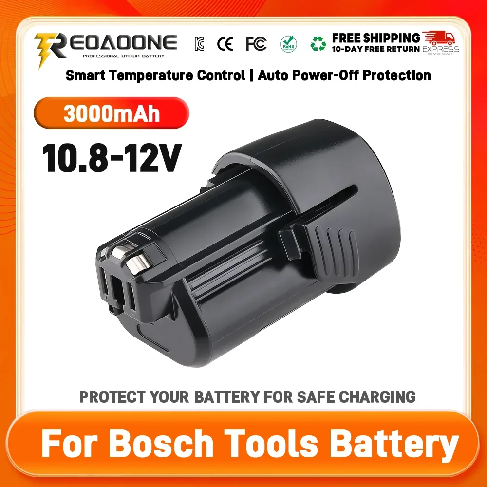 لبوش 10.8 فولت/12 فولت 3000 مللي أمبير بطارية ليثيوم أيون ل BAT411/412A/413A/PS20-2 ، قابلة للشحن ، شحن سريع ، طويلة الأمد