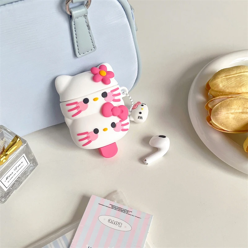 3D чехол для наушников Sanrio с мороженым Hello Kitty для Apple AirPods 1, 2, 3 поколения, Airpods Pro, беспроводные Bluetooth наушники для телефона