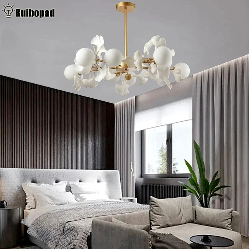 

Modern Bedroom Branch Ceiling Chandelier For Bedroom Living Dining Room Ginkgo Leaf Ceiling Led Chandelies Pendant Chandelier