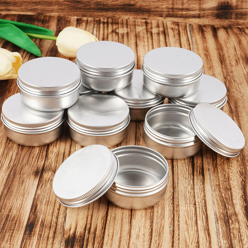 10Pcs Aluminum Jars 50ML Refillable Empty Metal Pot Mini Portable Aluminum Container Travel Sample Pot for Cosmetic Jewelry