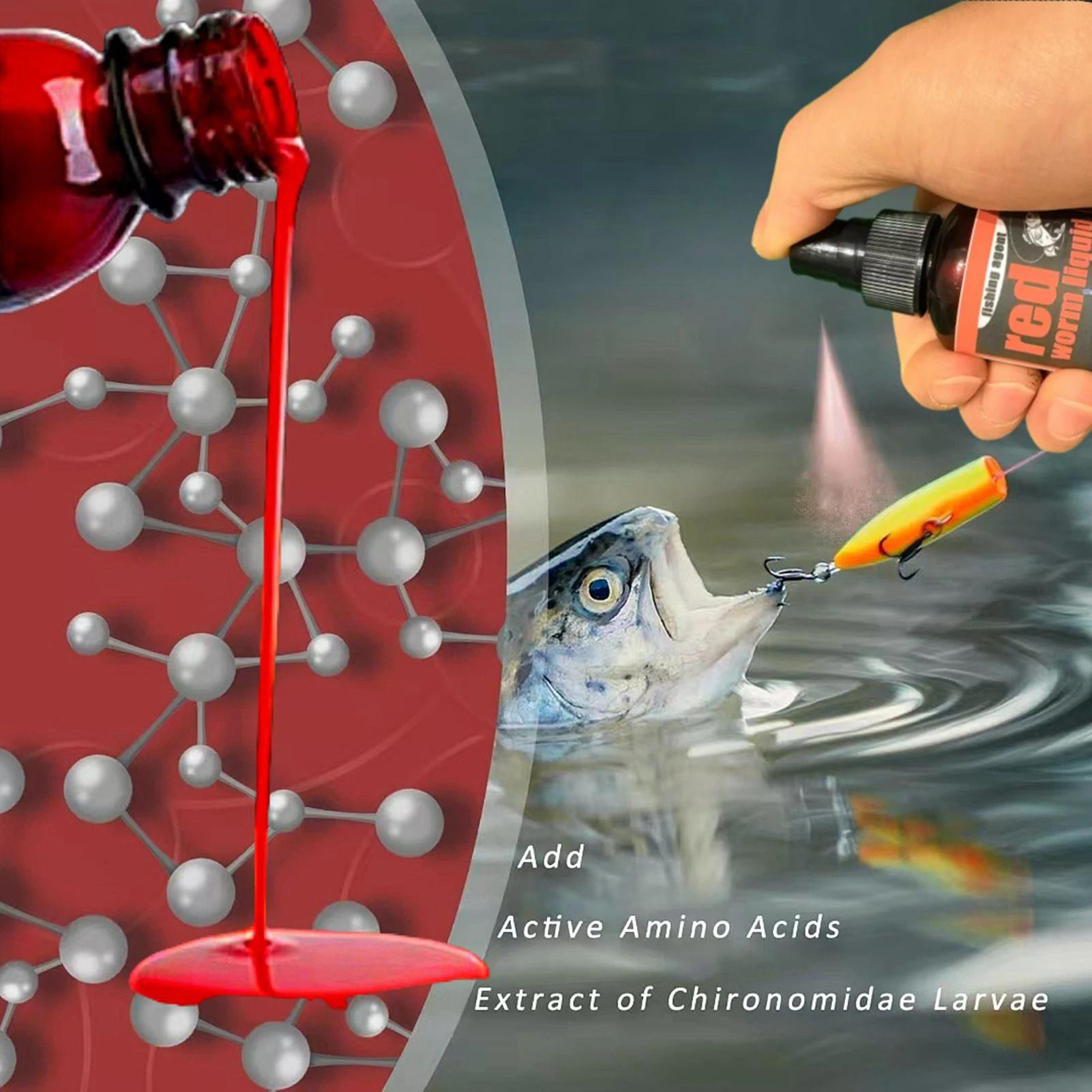 

60ml Fishing Attractant Strong Fishy Aroma Red Worm Protein Concentrated Additive For Carp Crucian Tilapia Sea Bass Pikes