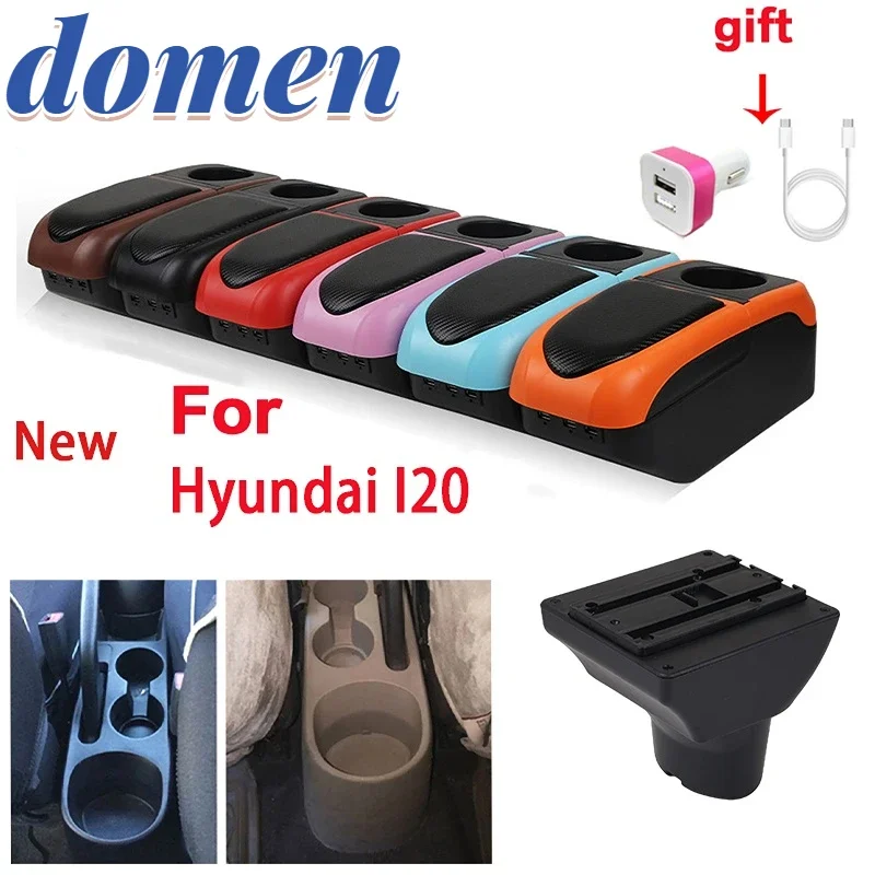 

NEW For Hyundai i20 car armrest box Internal modification USB cup holder Car Accessories