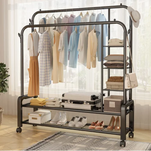 

Boutique Customized Metal Cloth Hanger Floor Garment Rack Heavy Duty Rail Retail Clothing Display Rack