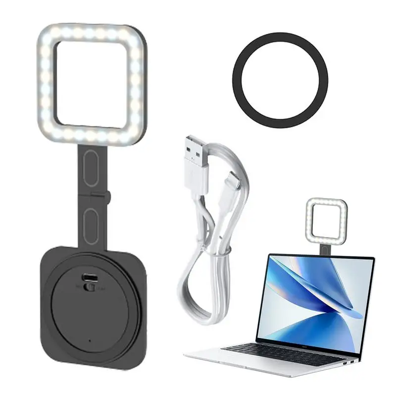 Selfie Light For Phone Magnet Mobile Phone Fill Light 30 LEDs Square Magnetic Mobile Fill Lamp Dimmable Bright For Laptop