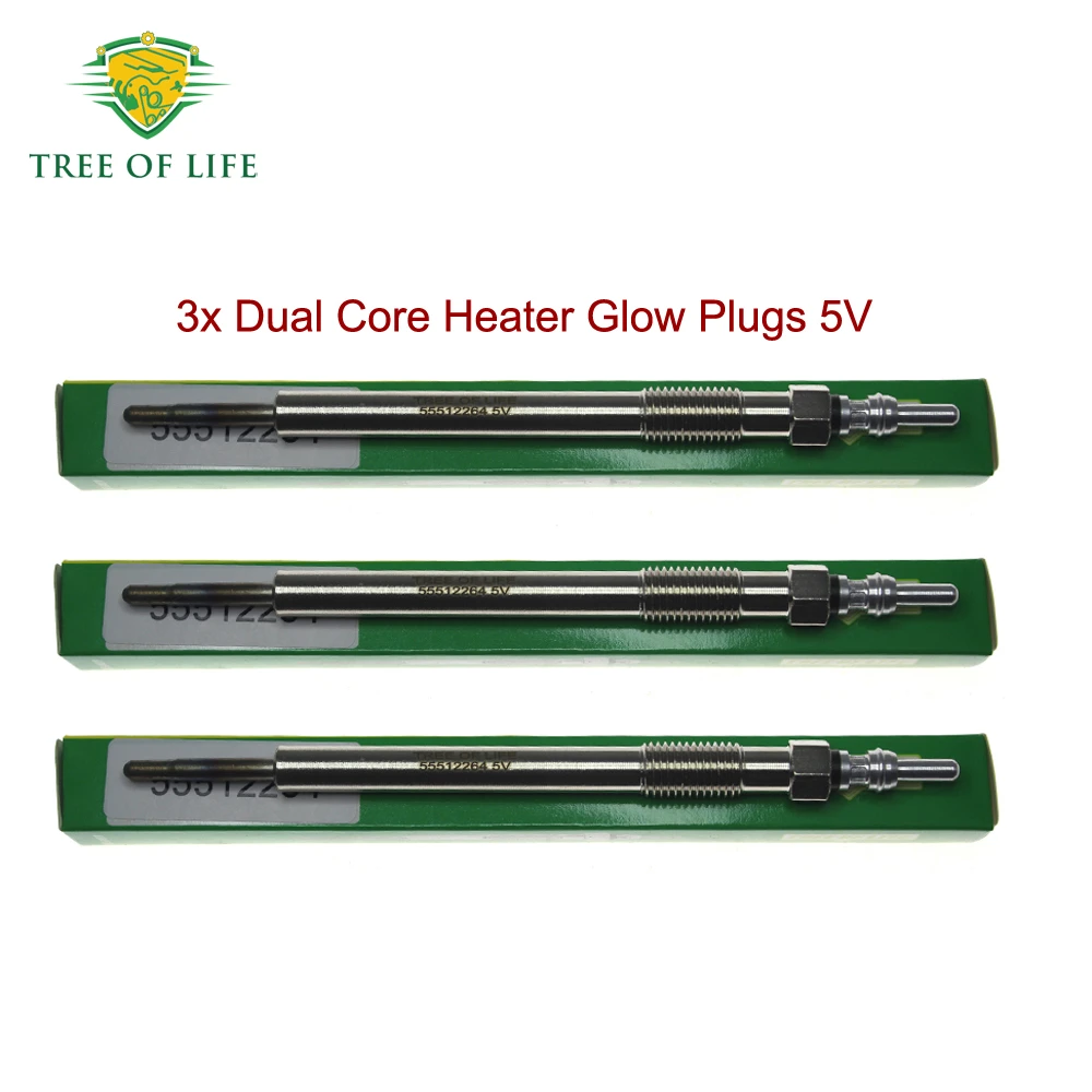 

3x Dual Core Heater Glow Plugs 5V For OPEL Astra K (B16) 1.5 CRDI 2019 2020 2021 2022 Sports Tourer 55512264 055512264