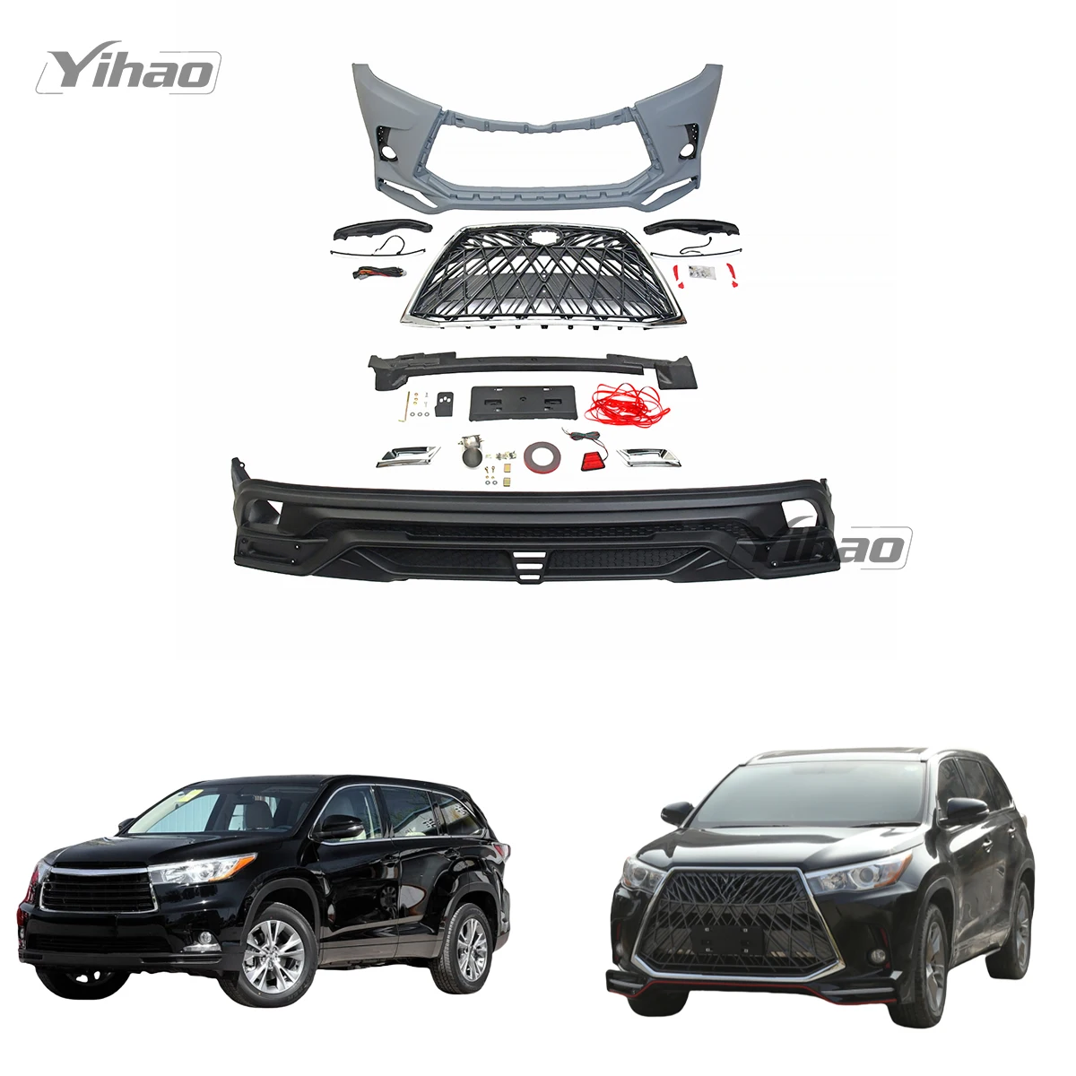 

Car Body Kit For Highlander 2015-2017 body Kit For Highlander To Lexus car Kit For Highlander Bumper With Grille