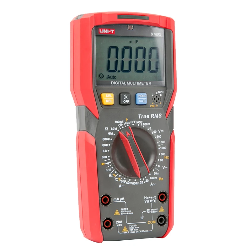 Imagem -03 - Uni-t-digital Profissional Tester Elétrica True Rms Multímetro Ut89xd Ut89x Ncv Diodo Temperatura Triode Capacitância Meter