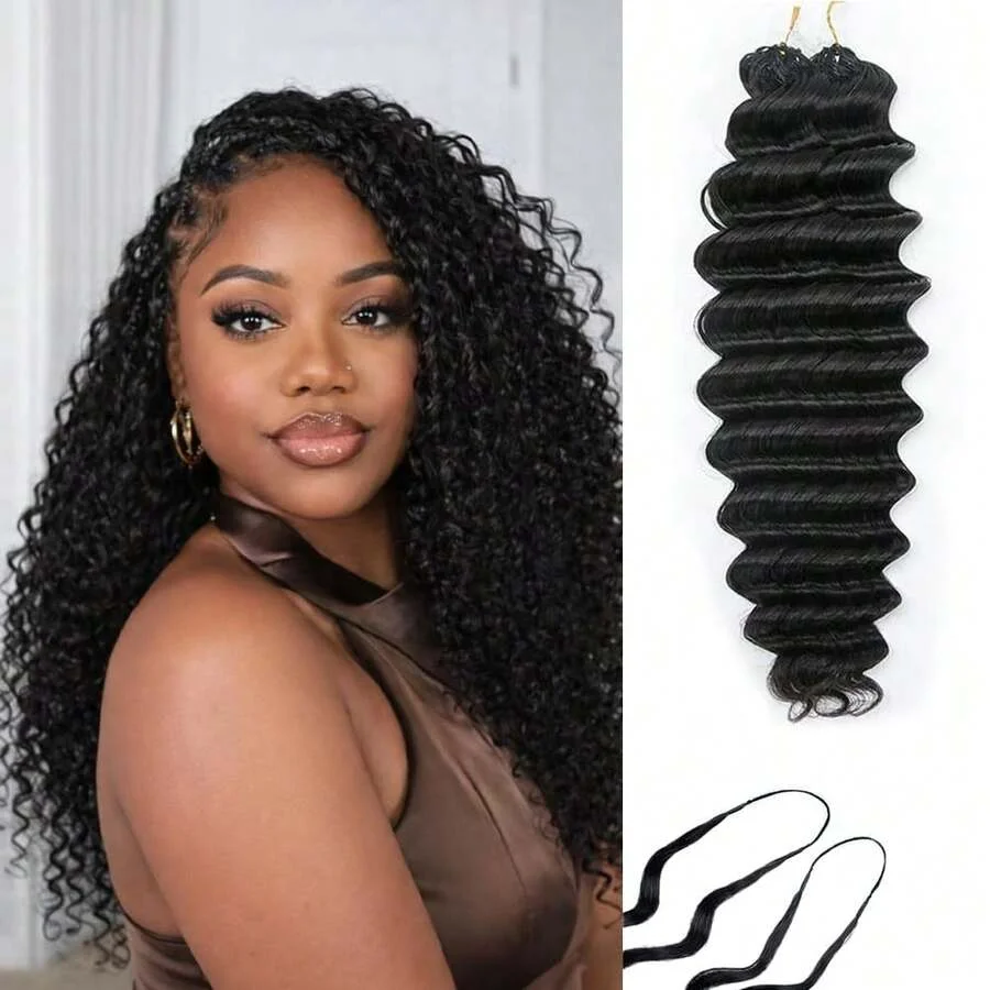 Extensions de cheveux humains en crochet à ondulations profondes pour femmes, 50g/paquet, légères, sans nœuds, pré-séparées, nœuds invisibles, extensions de cheveux à nœuds miracle, légères et réutilisables pour femmes