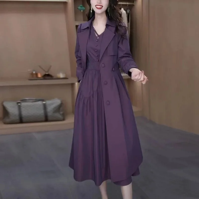 

Spring High-end Temperament Windbreaker Fashion 2025 Style Western-style Waist Cinching Casual Slimming mid Length Jacket Coat
